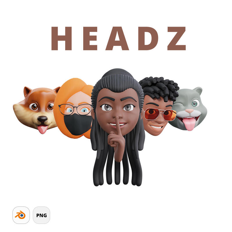 Various cartoon 3D heads as an alternative to Apple memoji