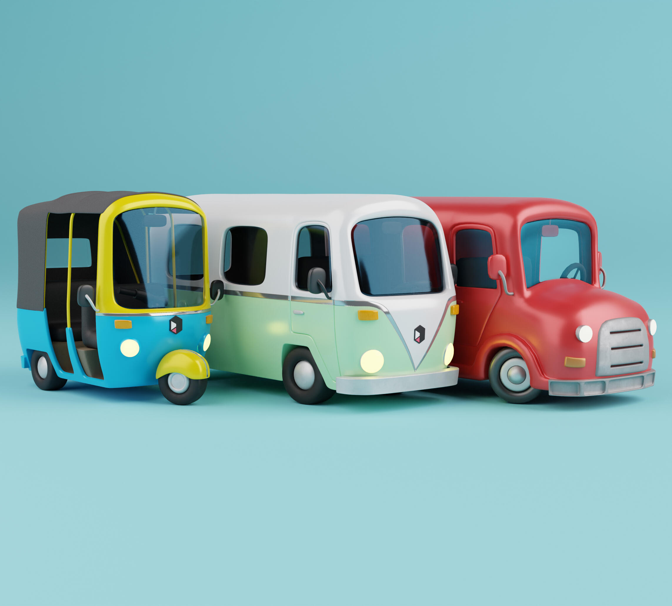 Preview of cartoon 3D vehicles created by ThreeDee